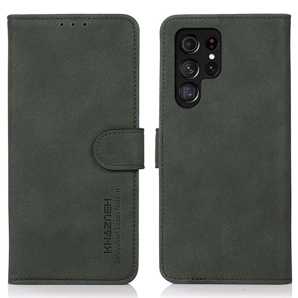 KHAZNEH Samsung Galaxy S25 Ultra Fodral Retro Läder Grön KHAZNEH Samsung Galaxy S25 Ultra Fodral Retro Läder Grön