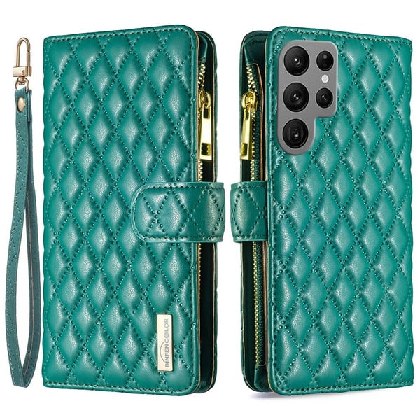 BINFEN Galaxy S25 Ultra Fodral Diamond Multifunktionell Grön