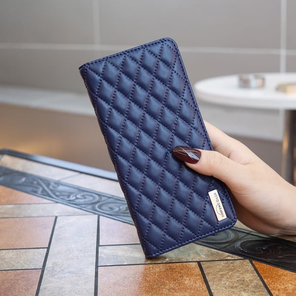 BINFEN Galaxy S25 Ultra Fodral Flip Diamond Läder Blå