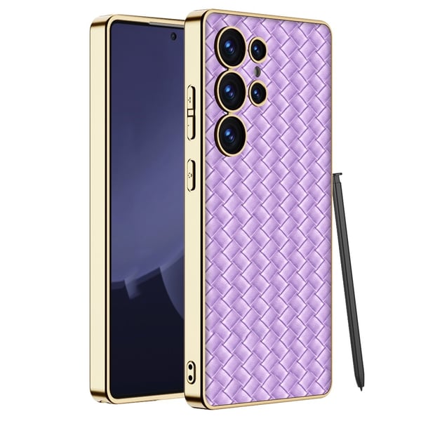 GKK Samsung Galaxy S25 Ultra Skal Vävd Hybrid Läder Lila GKK Samsung Galaxy S25 Ultra Skal Vävd Hybrid Läder Lila