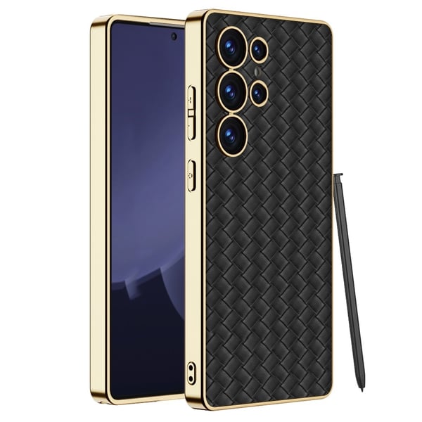 GKK Samsung Galaxy S25 Ultra Skal Vävd Hybrid Läder Svart GKK Samsung Galaxy S25 Ultra Skal Vävd Hybrid Läder Svart