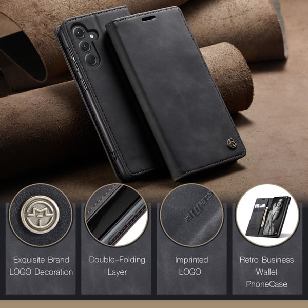CASEME Galaxy A56 5G/A36 5G Fodral Retro Läder Svart