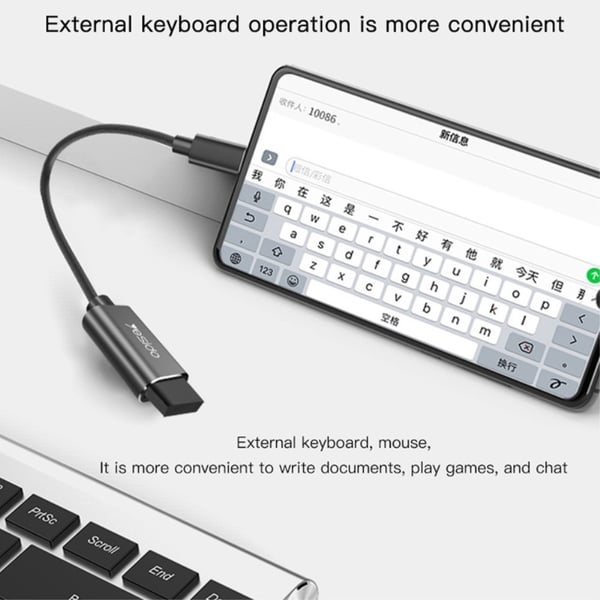 YESIDO USB-C Hane - USB-A Hona Adapter Kabel Svart