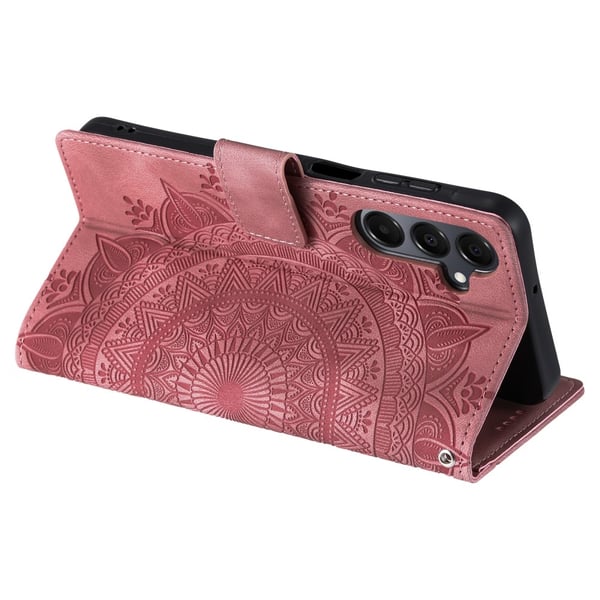 Samsung Galaxy S25 Fodral Mandala Läder Roséguld