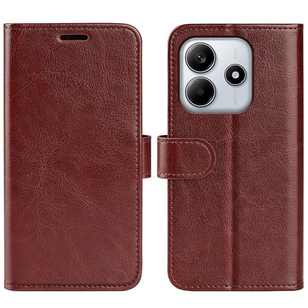 Xiaomi Redmi Note 14 4G Fodral Crazy Horse Läder Brun