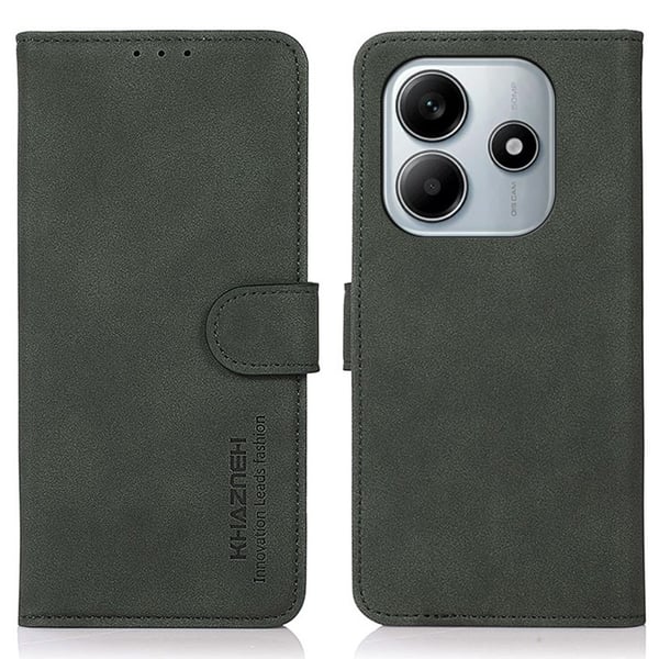 KHAZNEH Xiaomi Redmi Note 14 4G Fodral Retro Läder Grön