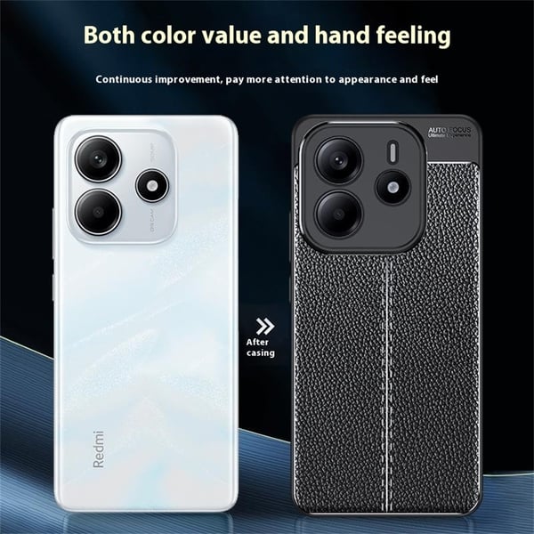 Xiaomi Redmi Note 14 5G Skal Litchi Textur Svart
