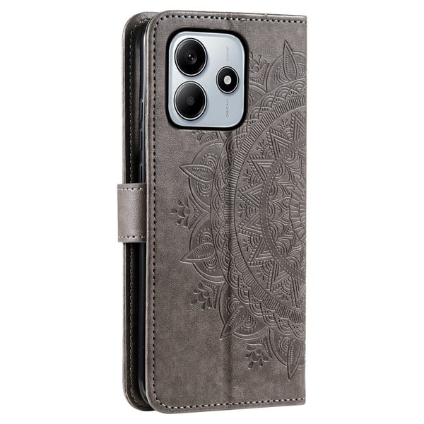 Xiaomi Redmi Note 14 5G Fodral Mandala Läder Grå
