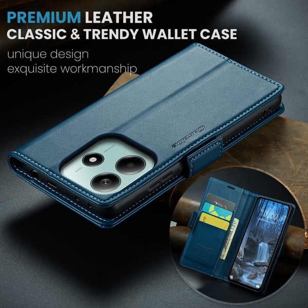 CASEME Xiaomi Redmi Note 14 5G Fodral RFID Läder Blå