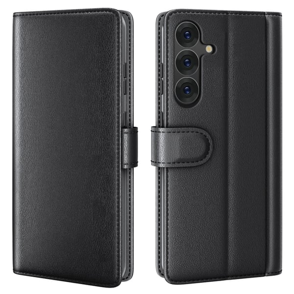 Samsung Galaxy S25 Fodral Premium Äkta Läder Svart