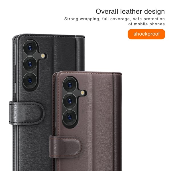 Samsung Galaxy S25 Fodral Premium Äkta Läder Brun