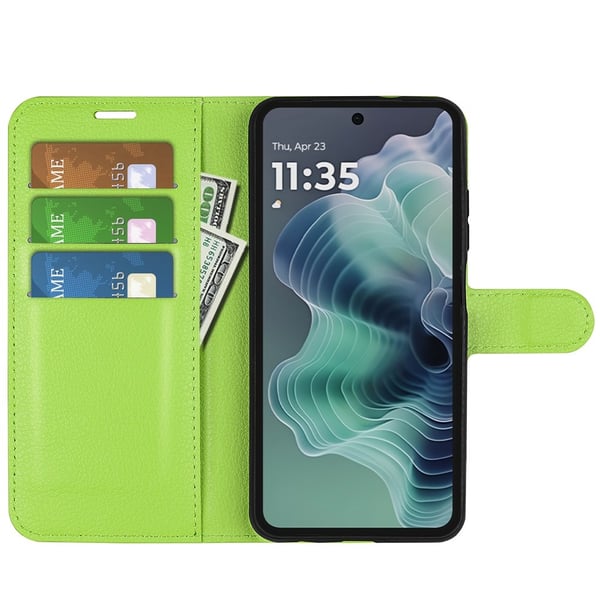 Motorola Moto G35 5G Fodral Litchi Läder Grön