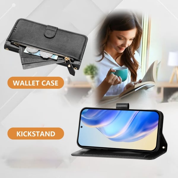 Samsung Galaxy S25 Plus Fodral Multifunktionell Läder Svart