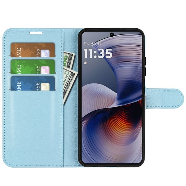 Motorola Moto G55 5G Fodral Litchi Läder Blå