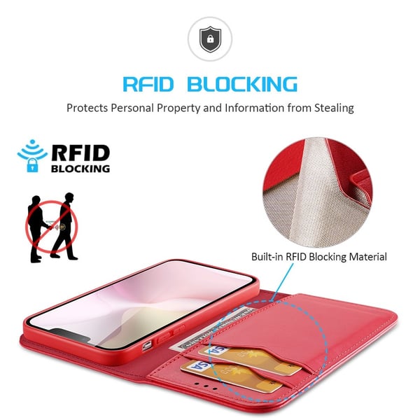 DUX DUCIS iPhone 17e / 16e Fodral HIVO Äkta Läder Röd