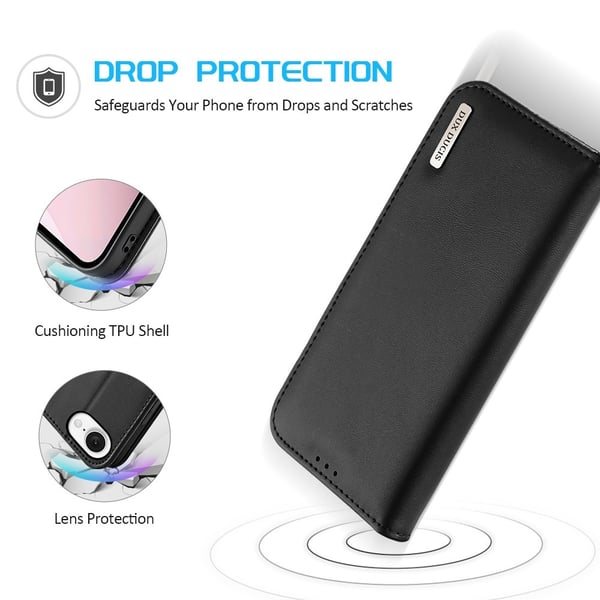 DUX DUCIS iPhone 17e / 16e Fodral HIVO Äkta Läder Svart