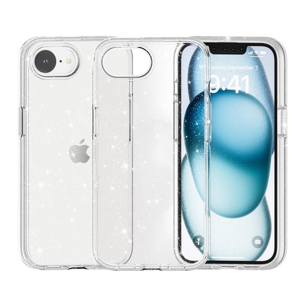 iPhone 17e / 16e Skal Glitter Shockproof Transparent