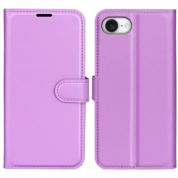 iPhone 17e / 16e Fodral Litchi Läder Lila