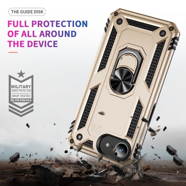iPhone 17e / 16e Skal Shockproof Hybrid Ring Guld
