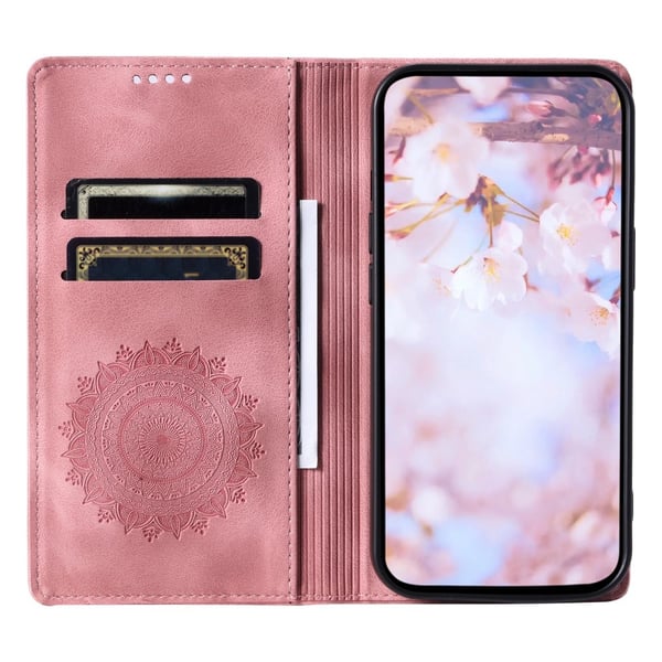 iPhone 17e / 16e Fodral Flip Mandala Läder Roséguld