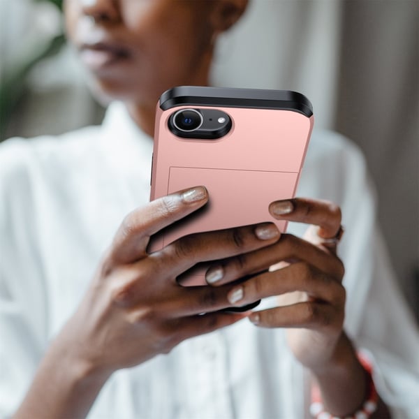 iPhone 17e / 16e Skal Hybrid Med Kortfack Blå