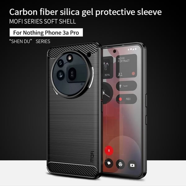 MOFI Nothing Phone 3a Pro Skal Borstad Stål Textur Svart