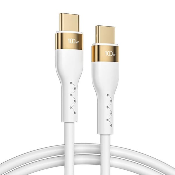 Joyroom 1.2m 100W PD USB-C / USB-C Liquid Silikon Kabel Vit