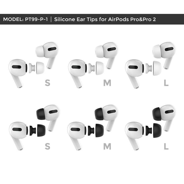 AHASTYLE AirPods Pro 2/AirPods Pro Öronpluggar 3-PACK Svart