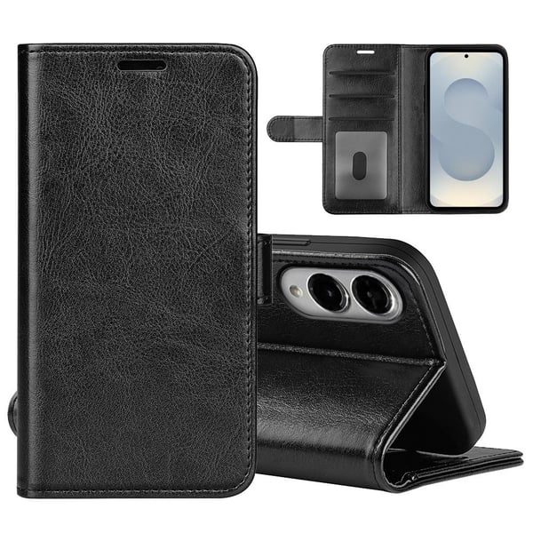 Samsung Galaxy S25 Edge Fodral Crazy Horse Läder Svart Samsung Galaxy S25 Edge Fodral Crazy Horse Läder Svart