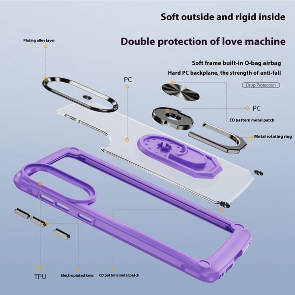 Samsung Galaxy S25 Edge Skal Shockproof Ring Hybrid Lila