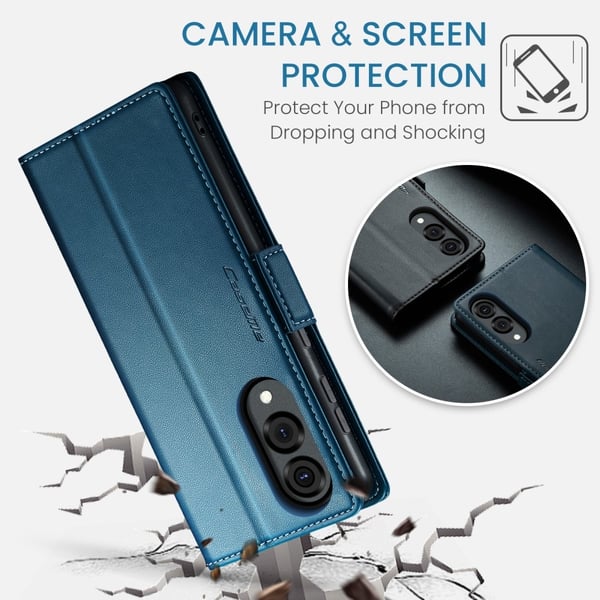 CASEME Samsung Galaxy S25 Edge Fodral Läder RFID Blå