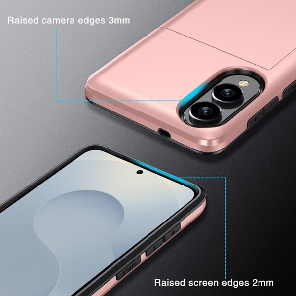 Samsung Galaxy S25 Edge Skal Hybrid Med Kortfack Röd
