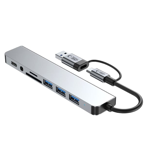 Tech-Protect 8in1 USB-C/USB-A  - USB-C/USB-A/SD/TF/AV3.5