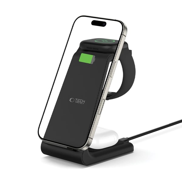 Tech-Protect 15W Qi 3in1 Trådlös Laddare Apple Svart