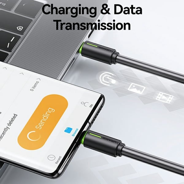 USAMS 1m 60W USB-C - USB-C Kabel Rosa