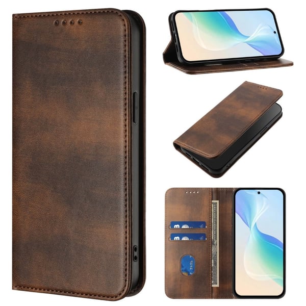 Motorola Edge 60 Pro Fodral RFID Flip Läder Brun