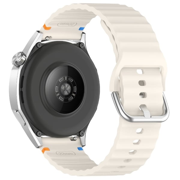 Klockarmband 22 mm Silikon Wave Design Off White