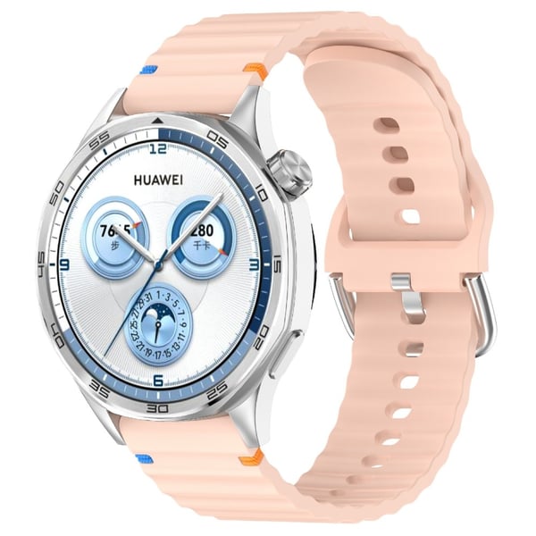 Klockarmband 22 mm Silikon Wave Design Rosa