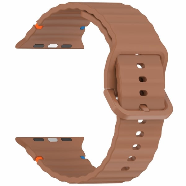 Apple Watch 42/44/45/46/49 mm Armband Silikon Wave Brun