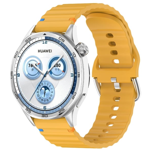 Klockarmband 22 mm Silikon Wave Design Gul