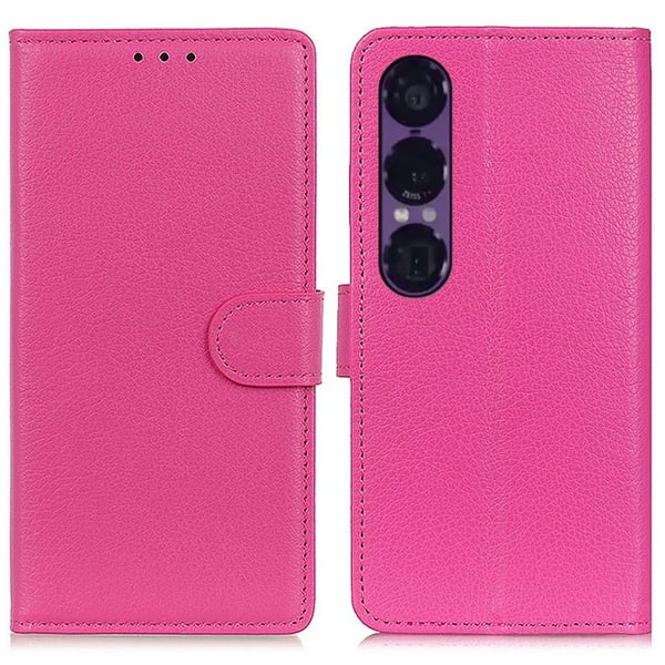 Sony Xperia 1 VII Fodral Litchi Läder Rosa