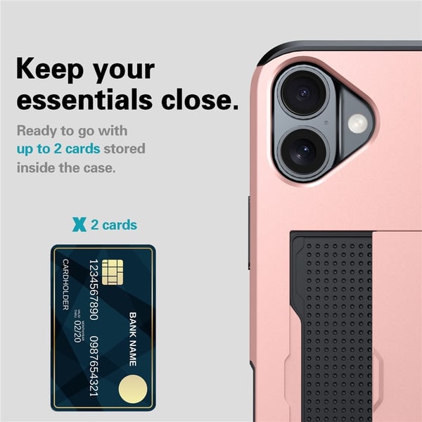 iPhone 17 Skal Hybrid Med Kortfack Grå