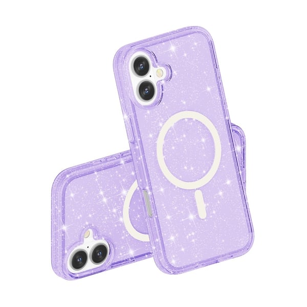 iPhone 17 Skal MagSafe Hybrid Glitter Lila