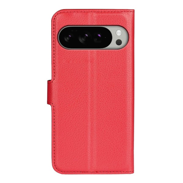 Google Pixel 10 Pro XL Fodral Litchi Läder Röd