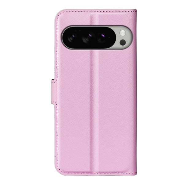 Google Pixel 10 Pro XL Fodral Litchi Läder Ljus Rosa
