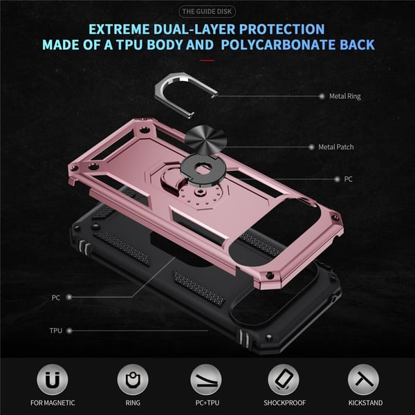 Google Pixel 10 Pro XL Skal Armor Ring Hybrid Roséguld