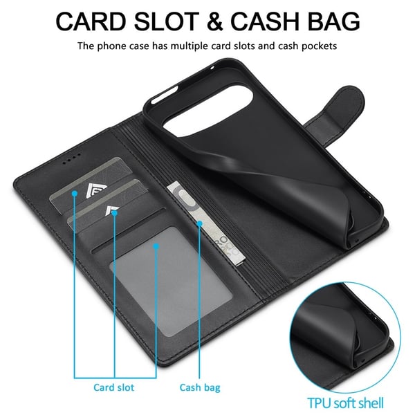 LC.IMEEKE Google Pixel 10 Pro XL Fodral Läder Svart
