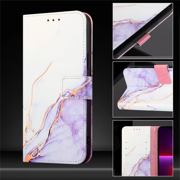Google Pixel 10/10 Pro / 9/9 Pro Fodral Marmor Vit / Lila
