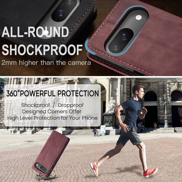 CASEME Google Pixel 10/10 Pro / 9/9 Pro Fodral Flip Retro Läder