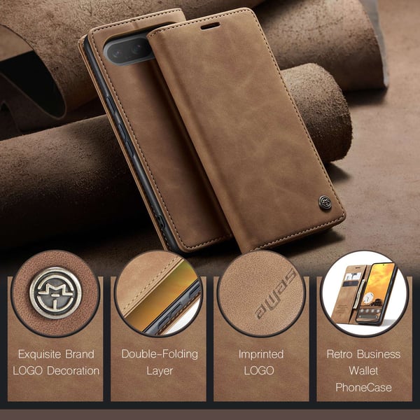 CASEME Google Pixel 10/10 Pro / 9/9 Pro Fodral Flip Retro Läder